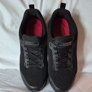 Skechers Black and Red Sneakers with Breathable Mesh and Rubber Sole